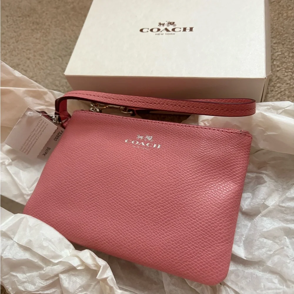 Coach Rose Leather Wristlet - Picture 1 of 3
